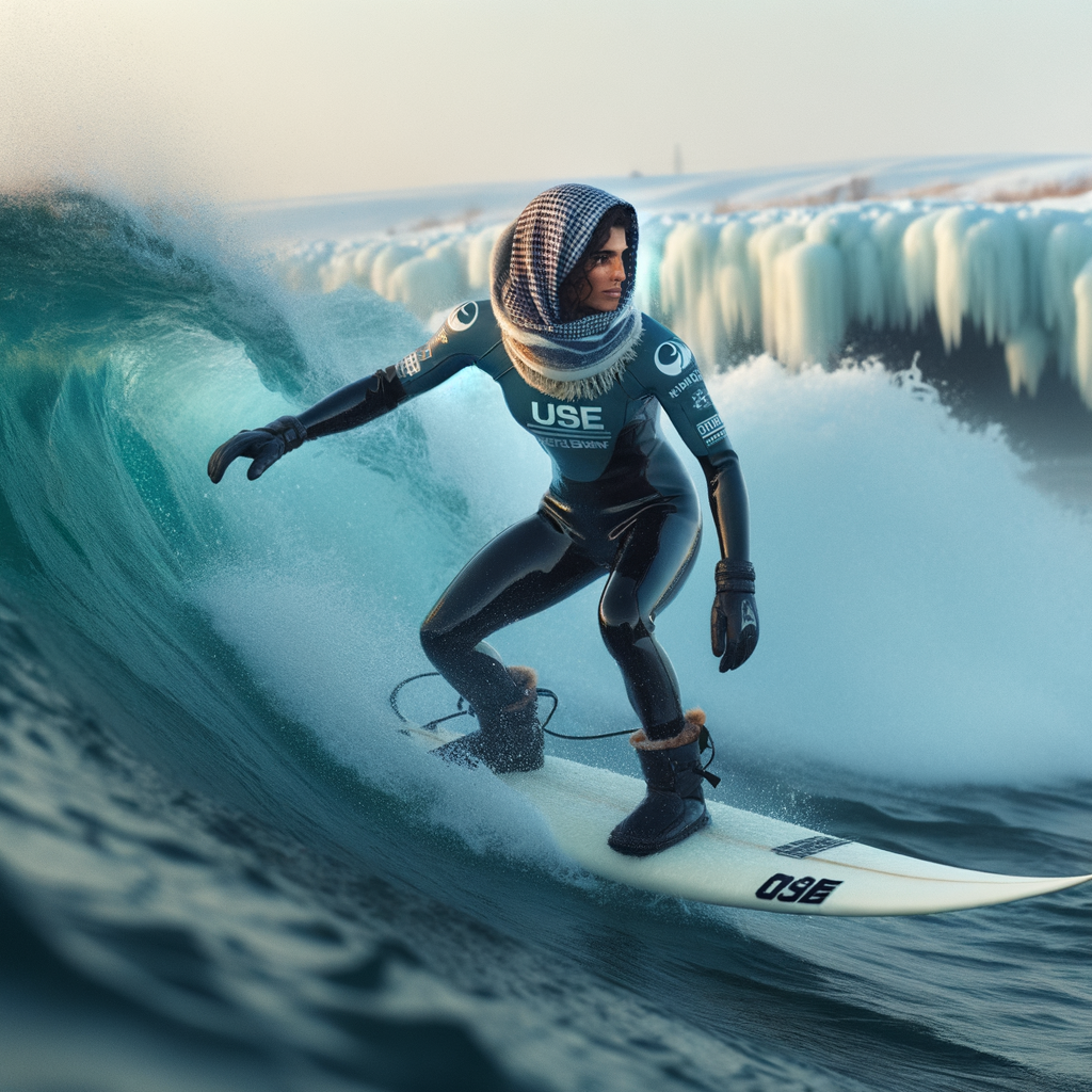 Determined surfer in cold water surf gear riding a wave in a popular winter surf spot, demonstrating unique cold climate surfing techniques and challenges