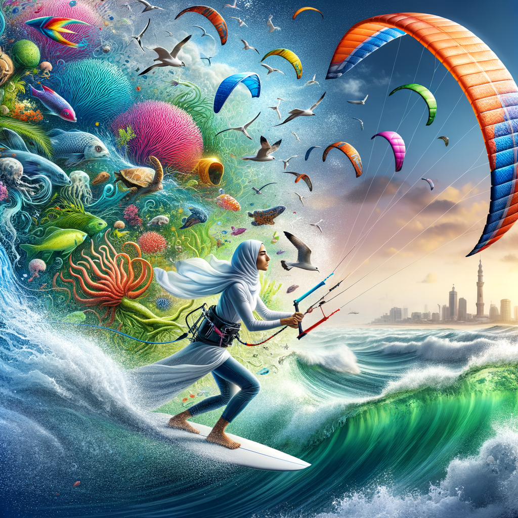Kite surfer harnessing the power of kite surfing for environmental advocacy, symbolizing the connection between sports and environment