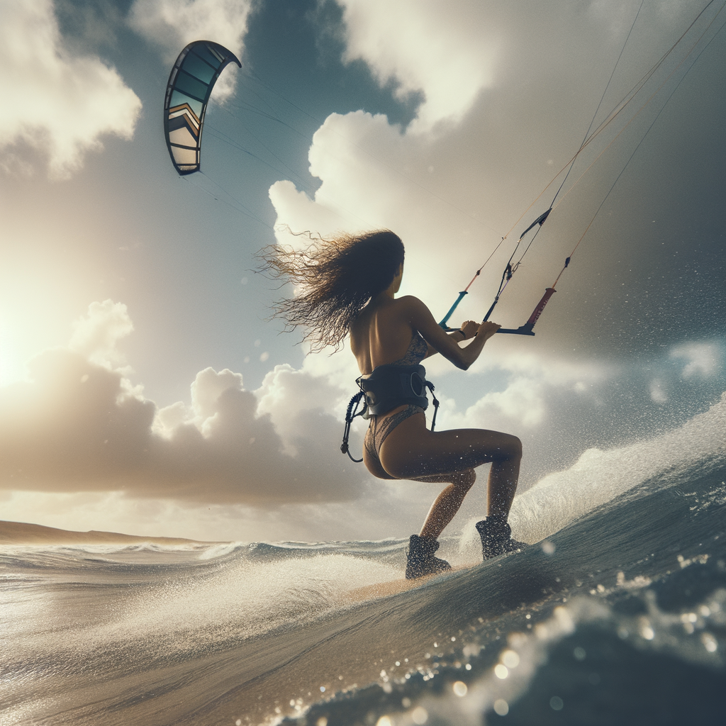 Kite surfer demonstrating safe kite surfing in optimal weather conditions, highlighting the impact of ideal weather and strong winds on kite surfing safety and performance.