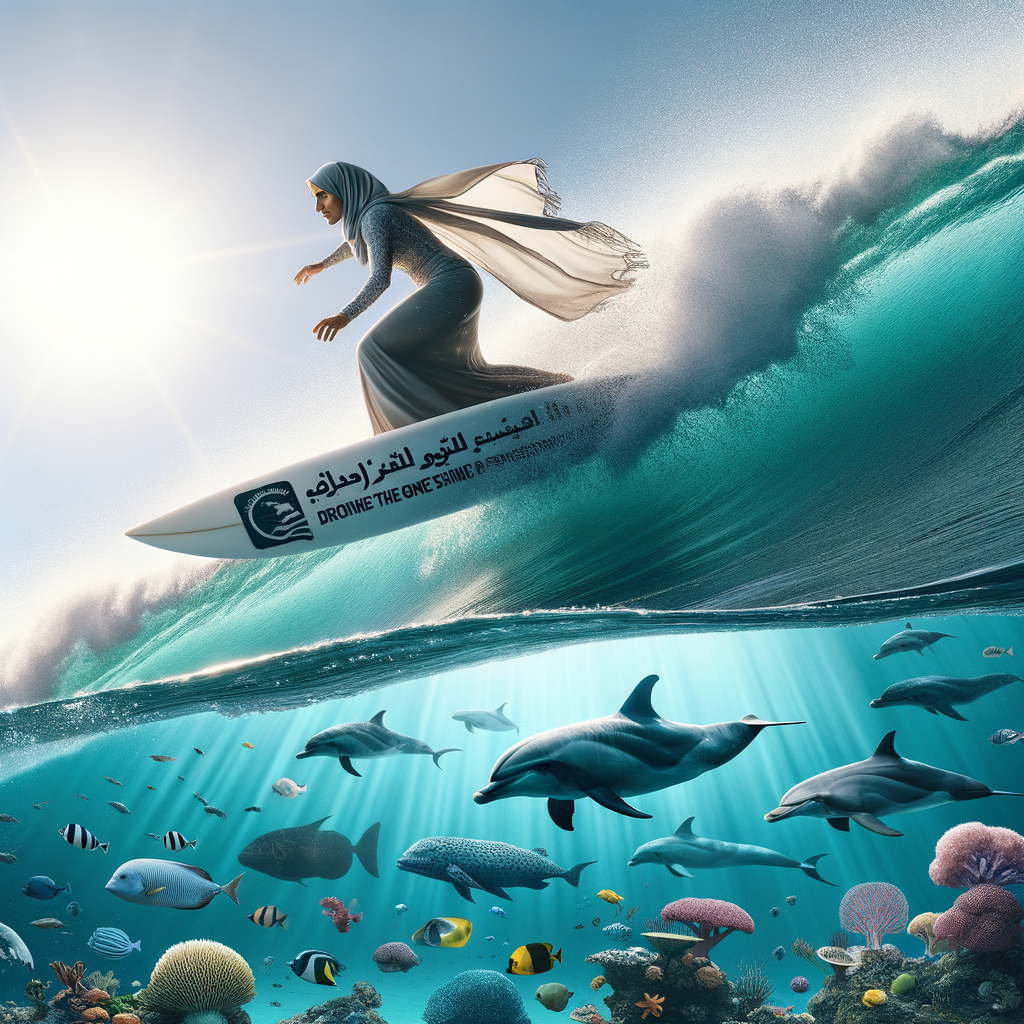 Professional surfer promoting marine life protection and ocean conservation while riding a wave, showcasing the harmony of environmental surfing and ocean health for surfing conservation efforts.