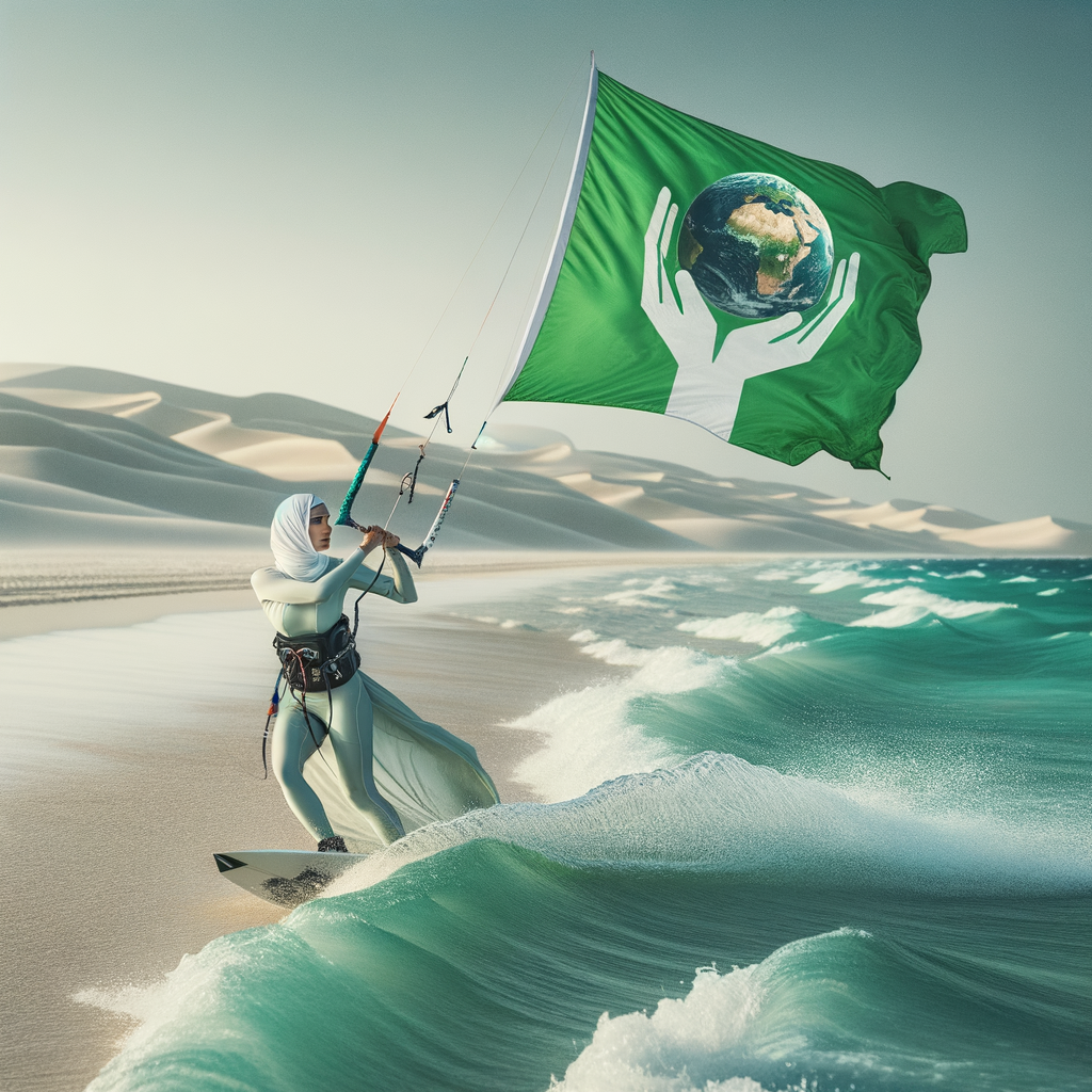 Kite surfer advocating for environmental change through action, symbolizing the powerful connection between kite surfing activism and environmental advocacy in sports.