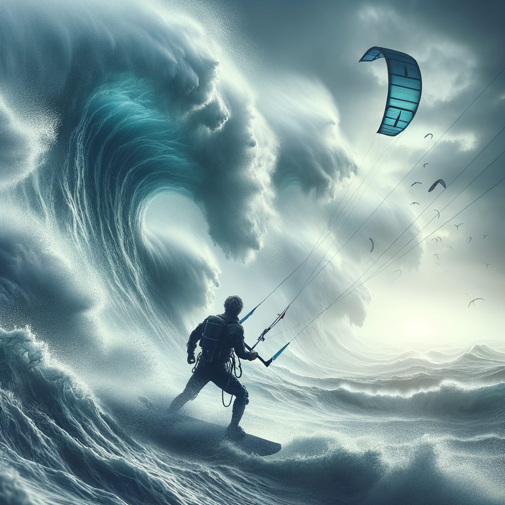 Kite surfer demonstrating mental resilience and strength through adversity in the sport of kite surfing, embodying the concept of building mental resilience and strength through adversity in sports.